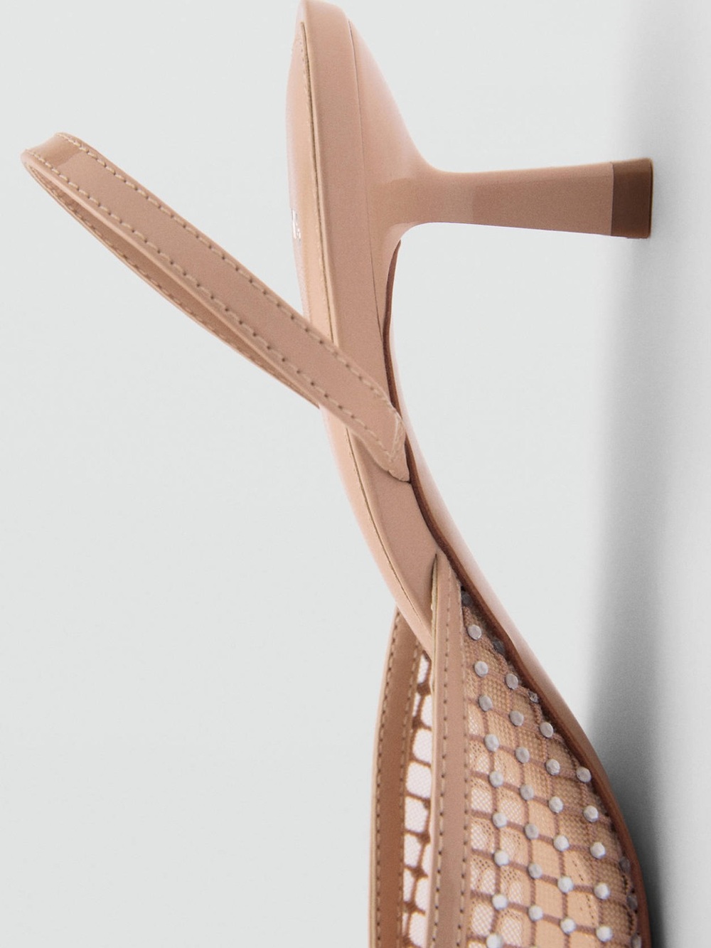 MANGO Heeled Mesh Slingback Kitten Heels Shoes Nude EU 37 US 6.5 NWT - Picture 3 of 9